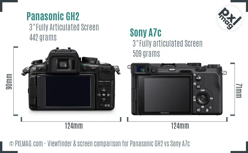 Panasonic GH2 vs Sony A7c Screen and Viewfinder comparison