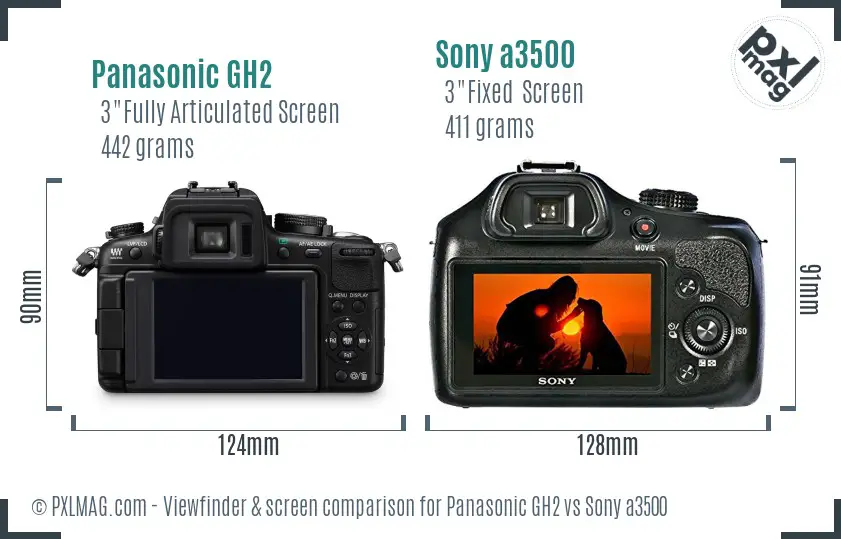 Panasonic GH2 vs Sony a3500 Screen and Viewfinder comparison