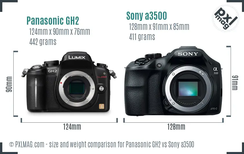 Panasonic GH2 vs Sony a3500 size comparison