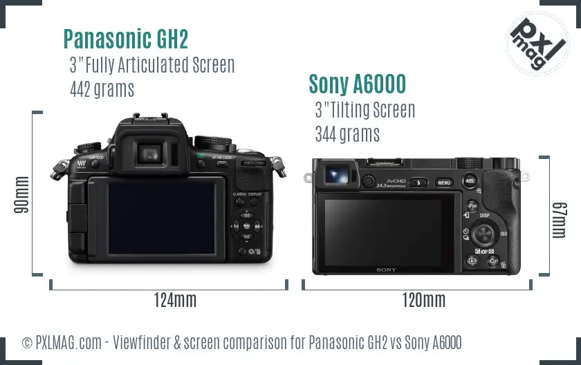 Panasonic GH2 vs Sony A6000 Screen and Viewfinder comparison
