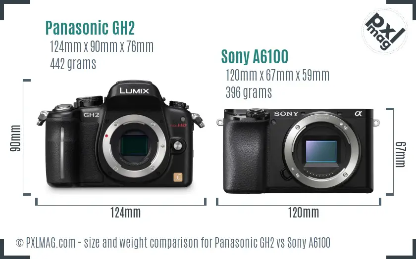 Panasonic GH2 vs Sony A6100 size comparison