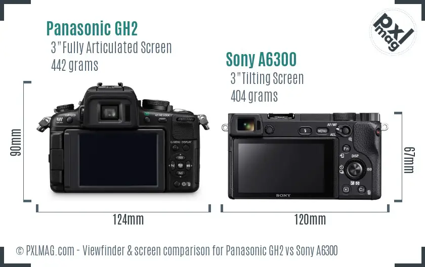 Panasonic GH2 vs Sony A6300 Screen and Viewfinder comparison
