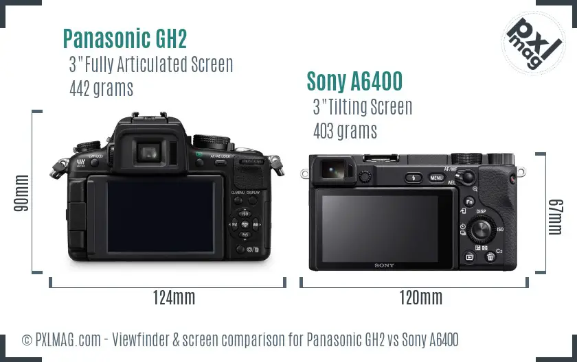 Panasonic GH2 vs Sony A6400 Screen and Viewfinder comparison