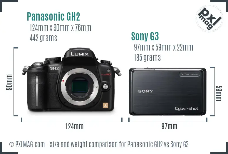 Panasonic GH2 vs Sony G3 size comparison