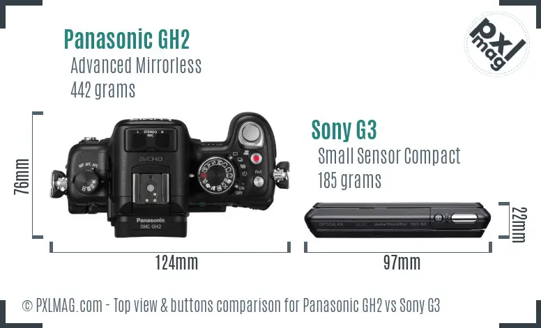 Panasonic GH2 vs Sony G3 top view buttons comparison