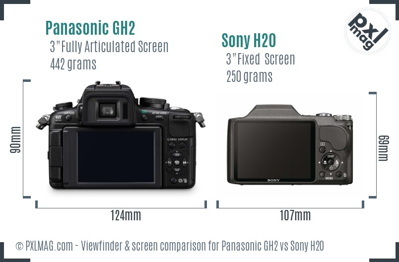 Panasonic GH2 vs Sony H20 Screen and Viewfinder comparison