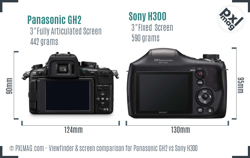 Panasonic GH2 vs Sony H300 Screen and Viewfinder comparison