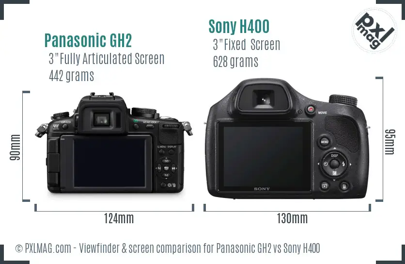 Panasonic GH2 vs Sony H400 Screen and Viewfinder comparison Panasonic GH2 vs Sony H400 Screen and Viewfinder comparison