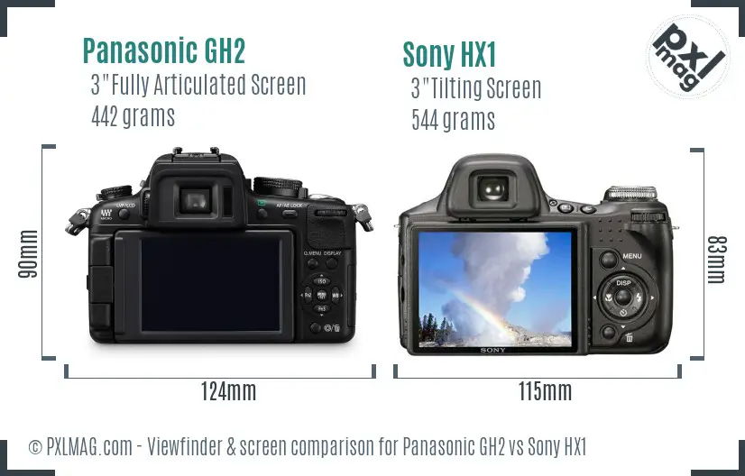 Panasonic GH2 vs Sony HX1 Screen and Viewfinder comparison