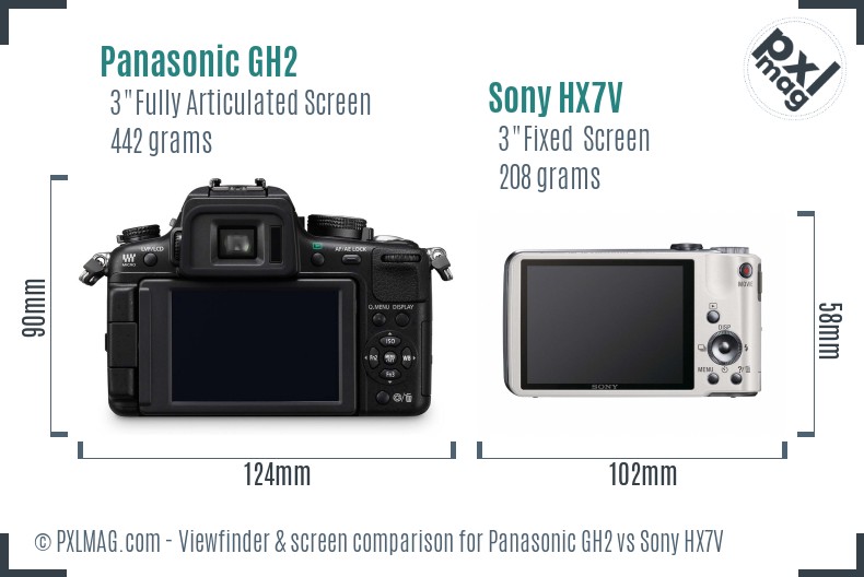 Panasonic GH2 vs Sony HX7V Screen and Viewfinder comparison