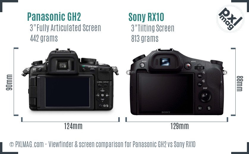 Panasonic GH2 vs Sony RX10 Screen and Viewfinder comparison