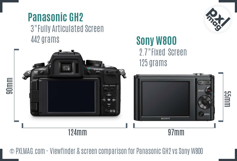 Panasonic GH2 vs Sony W800 Screen and Viewfinder comparison