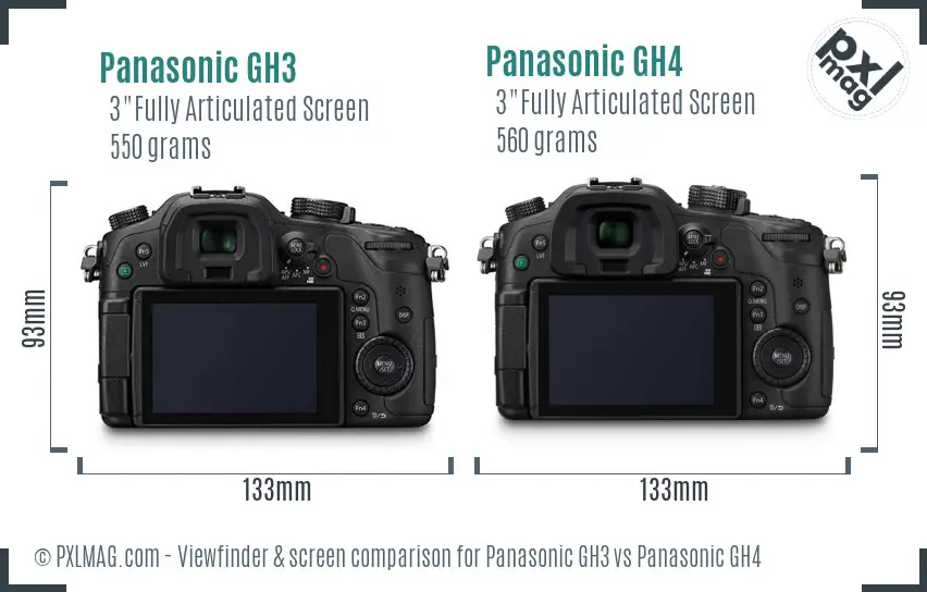 Panasonic GH3 vs Panasonic GH4 Screen and Viewfinder comparison
