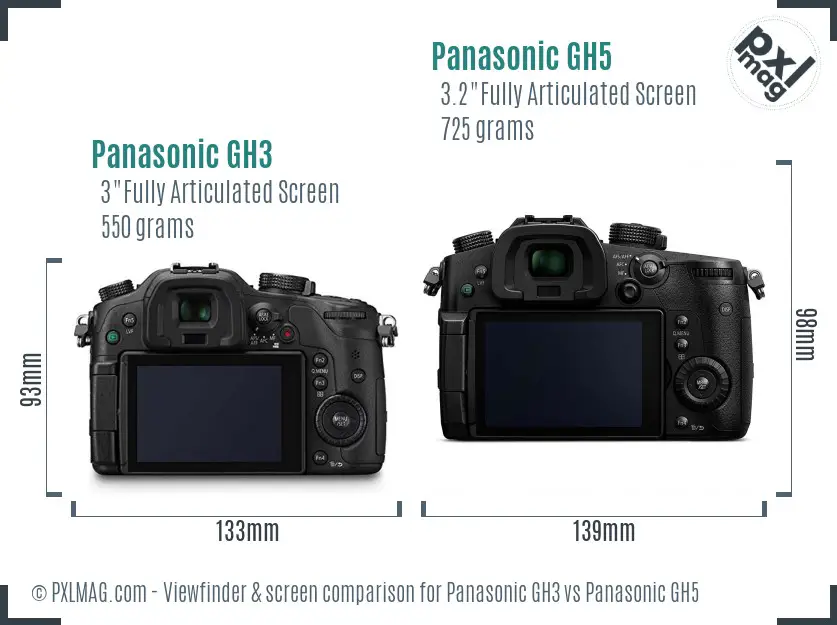 Panasonic GH3 vs Panasonic GH5 Screen and Viewfinder comparison