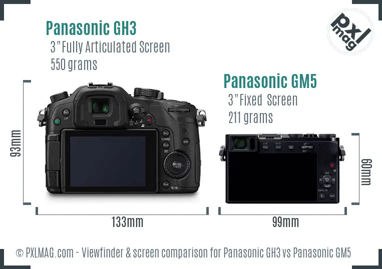 Panasonic GH3 vs Panasonic GM5 Screen and Viewfinder comparison