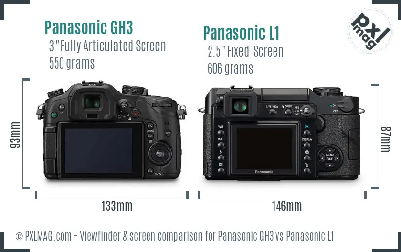 Panasonic GH3 vs Panasonic L1 Screen and Viewfinder comparison