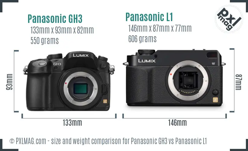 Panasonic GH3 vs Panasonic L1 size comparison