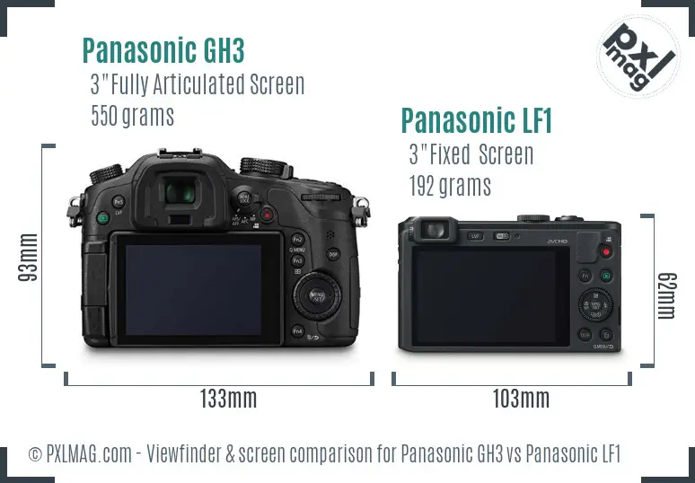 Panasonic GH3 vs Panasonic LF1 Screen and Viewfinder comparison