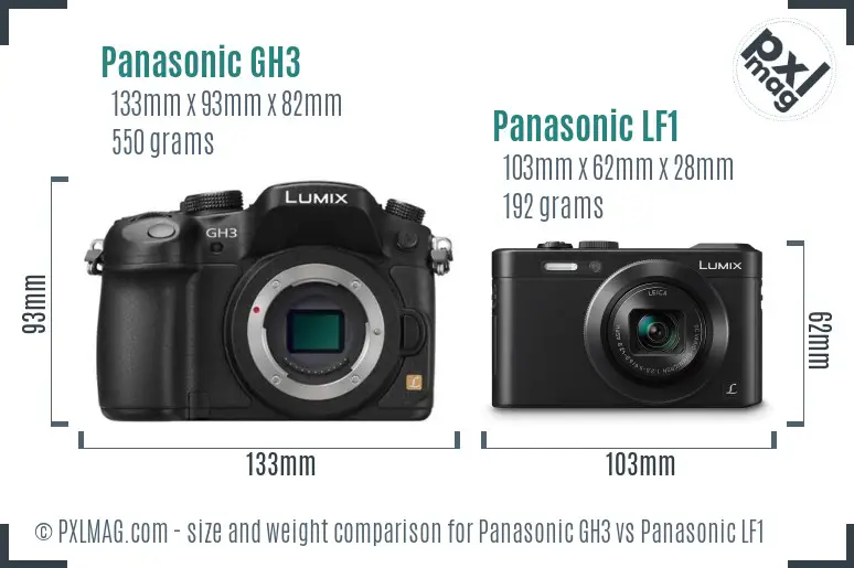 Panasonic GH3 vs Panasonic LF1 size comparison