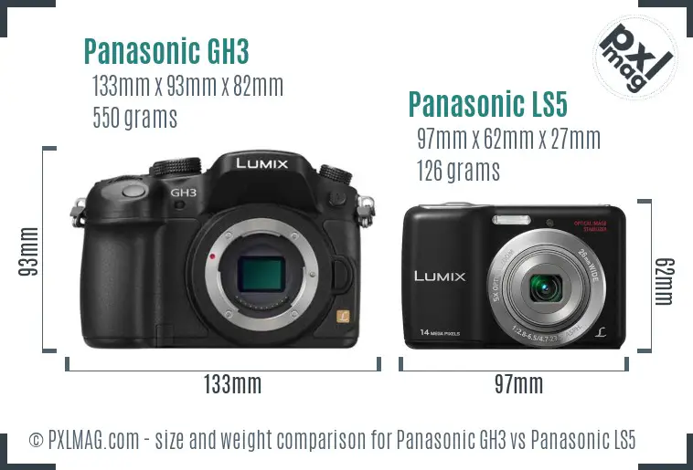 Panasonic GH3 vs Panasonic LS5 size comparison