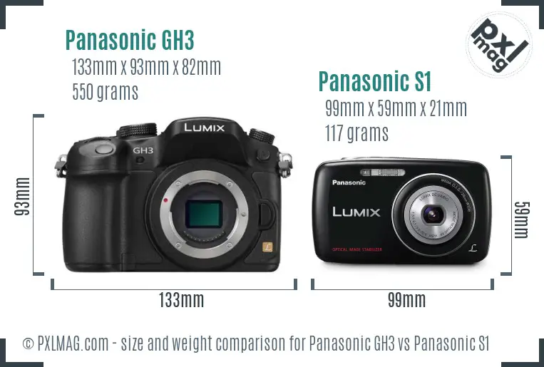 Panasonic GH3 vs Panasonic S1 size comparison