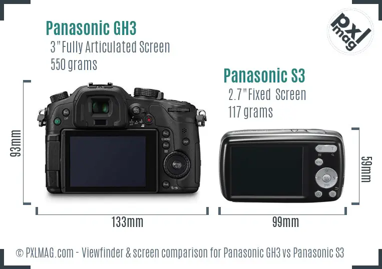 Panasonic GH3 vs Panasonic S3 Screen and Viewfinder comparison