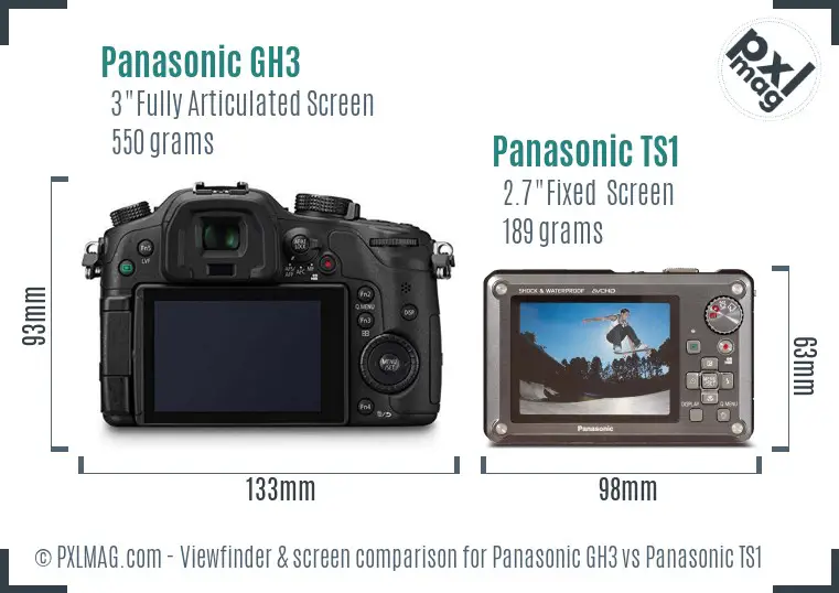 Panasonic GH3 vs Panasonic TS1 Screen and Viewfinder comparison