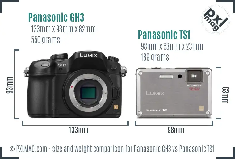 Panasonic GH3 vs Panasonic TS1 size comparison