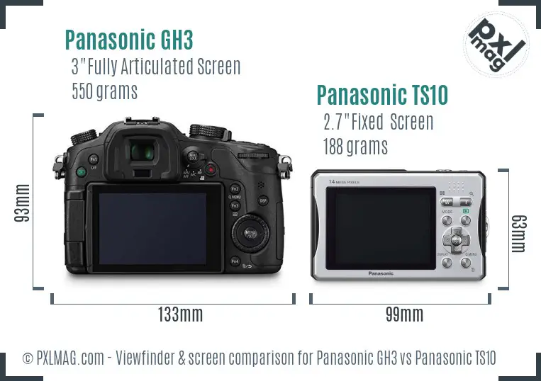 Panasonic GH3 vs Panasonic TS10 Screen and Viewfinder comparison