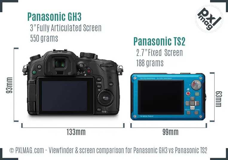 Panasonic GH3 vs Panasonic TS2 Screen and Viewfinder comparison
