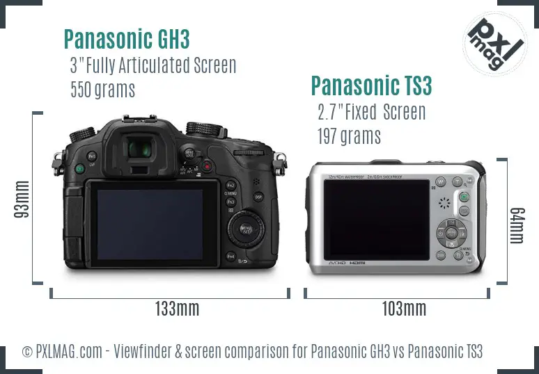 Panasonic GH3 vs Panasonic TS3 Screen and Viewfinder comparison