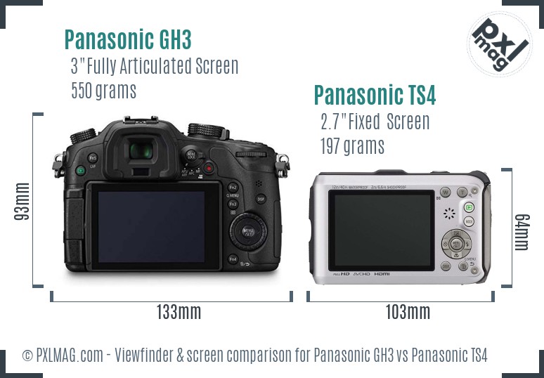 Panasonic GH3 vs Panasonic TS4 Screen and Viewfinder comparison