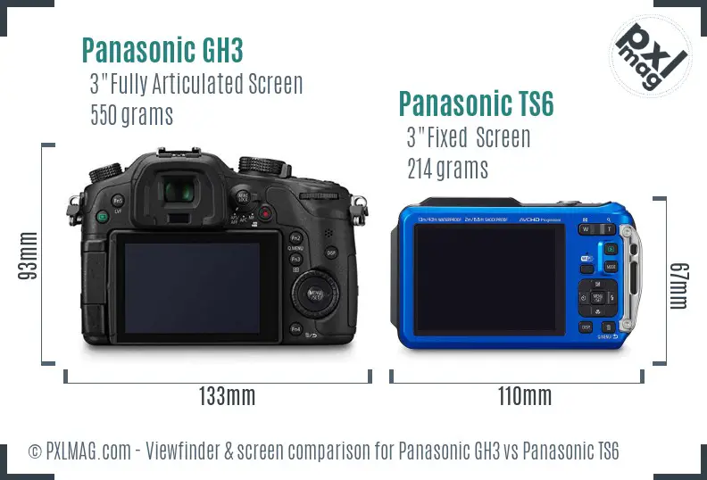 Panasonic GH3 vs Panasonic TS6 Screen and Viewfinder comparison
