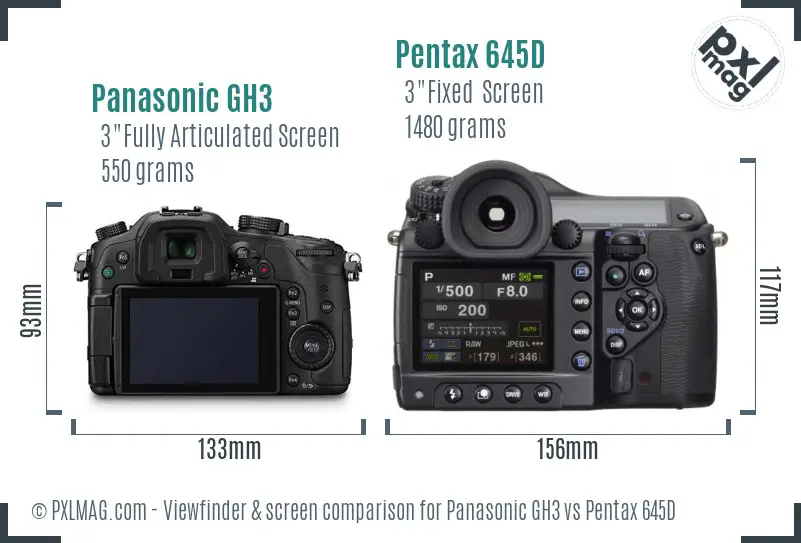 Panasonic GH3 vs Pentax 645D Screen and Viewfinder comparison