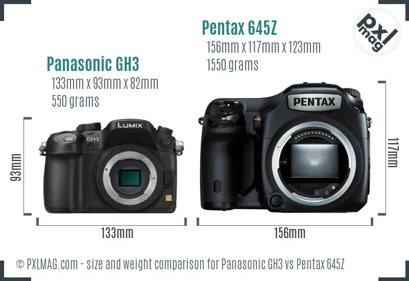 Panasonic GH3 vs Pentax 645Z size comparison