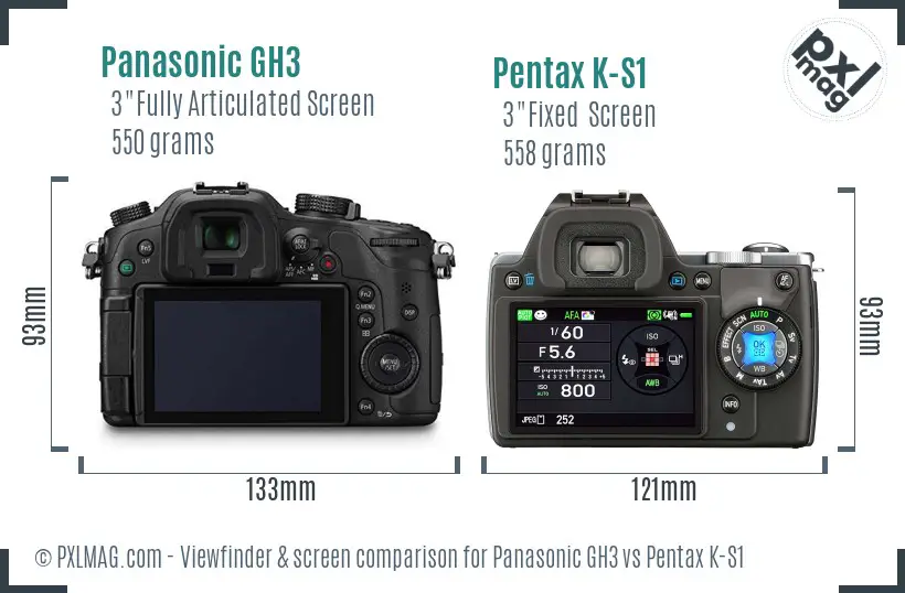 Panasonic GH3 vs Pentax K-S1 Screen and Viewfinder comparison