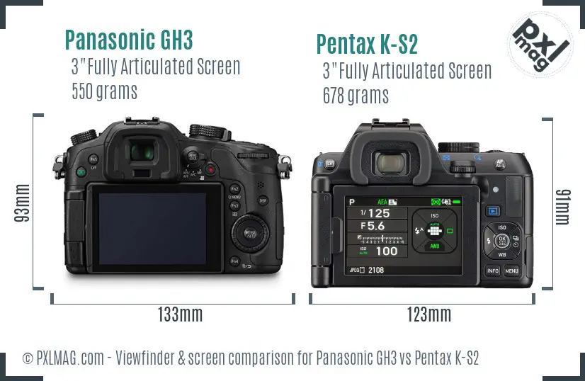 Panasonic GH3 vs Pentax K-S2 Screen and Viewfinder comparison