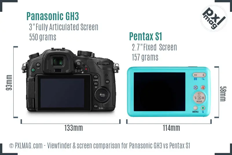 Panasonic GH3 vs Pentax S1 Screen and Viewfinder comparison