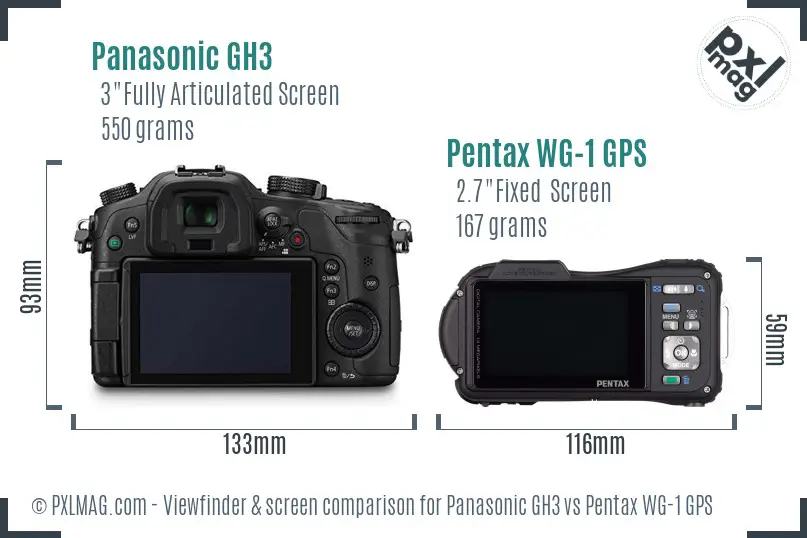 Panasonic GH3 vs Pentax WG-1 GPS Screen and Viewfinder comparison