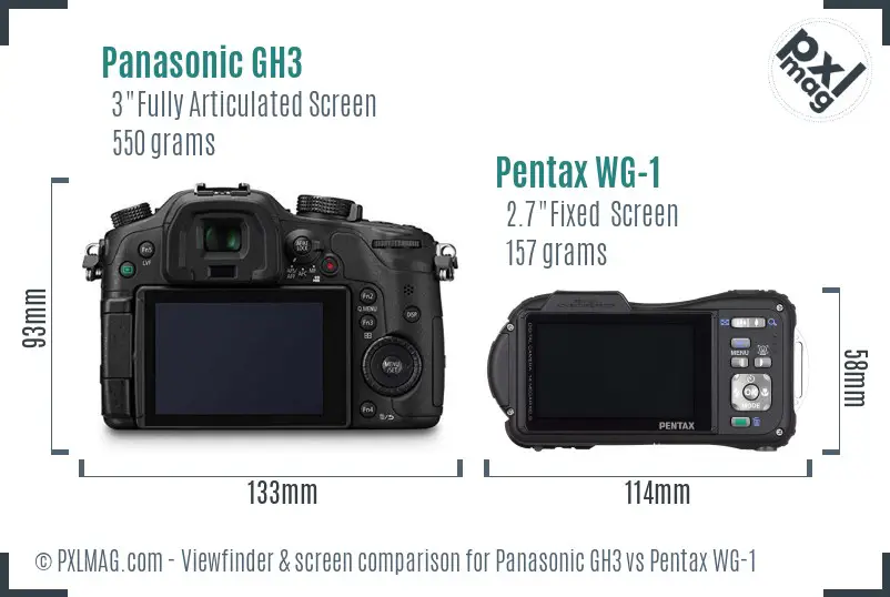 Panasonic GH3 vs Pentax WG-1 Screen and Viewfinder comparison