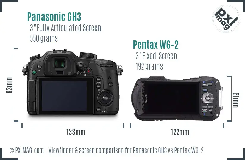 Panasonic GH3 vs Pentax WG-2 Screen and Viewfinder comparison