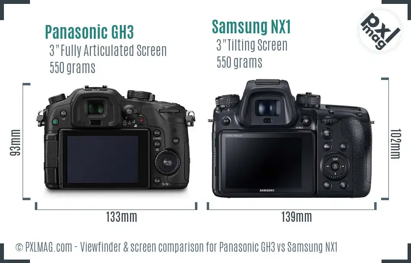 Panasonic GH3 vs Samsung NX1 Screen and Viewfinder comparison