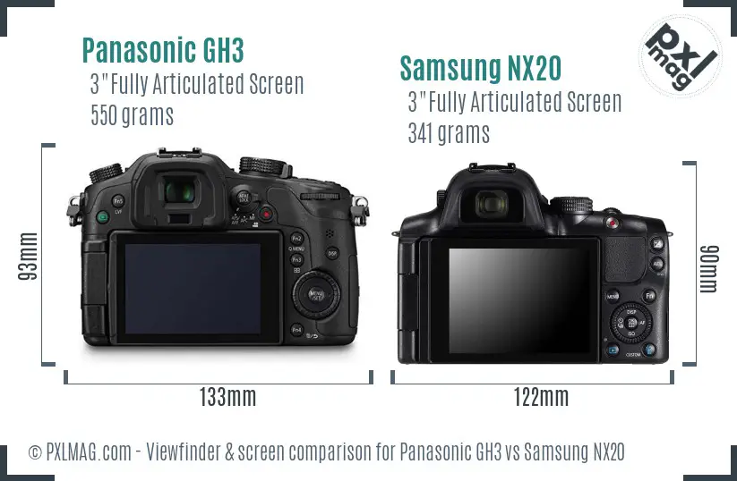 Panasonic GH3 vs Samsung NX20 Screen and Viewfinder comparison