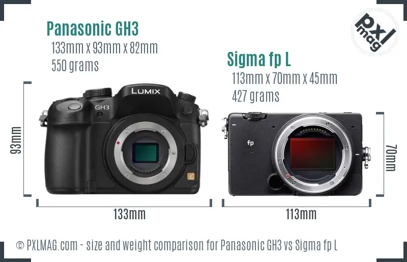 Panasonic GH3 vs Sigma fp L size comparison