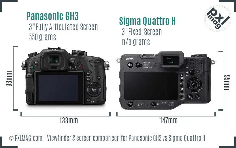 Panasonic GH3 vs Sigma Quattro H Screen and Viewfinder comparison