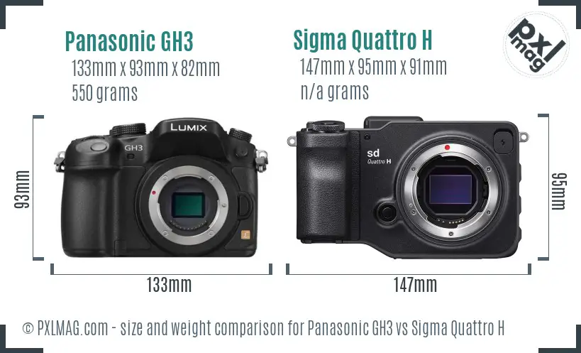 Panasonic GH3 vs Sigma Quattro H size comparison