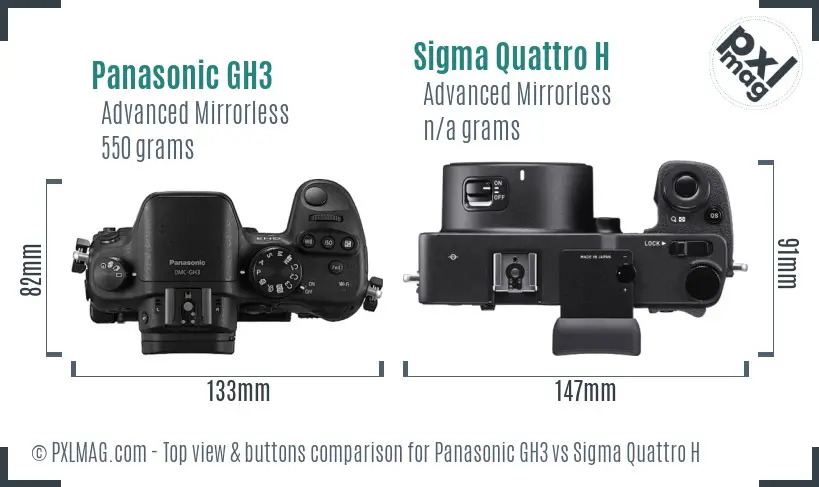 Panasonic GH3 vs Sigma Quattro H top view buttons comparison