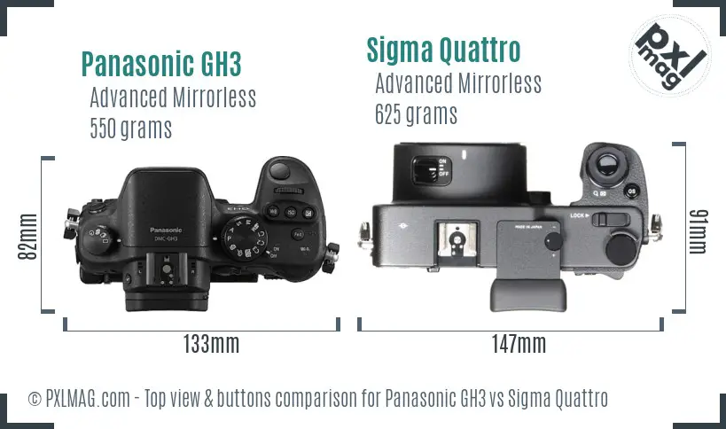 Panasonic GH3 vs Sigma Quattro top view buttons comparison