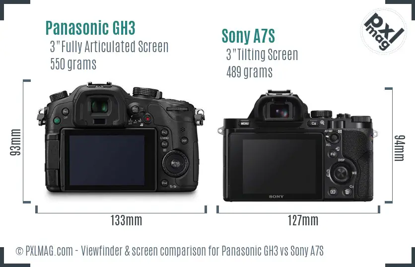 Panasonic GH3 vs Sony A7S Screen and Viewfinder comparison