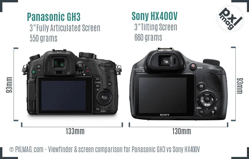 Panasonic GH3 vs Sony HX400V Screen and Viewfinder comparison Panasonic GH3 vs Sony HX400V Screen and Viewfinder comparison